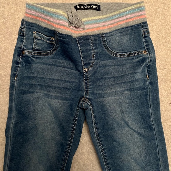 Hippie girl Denim Blue Jeans Rainbow Waste Cotton Blend size S - Picture 2 of 4